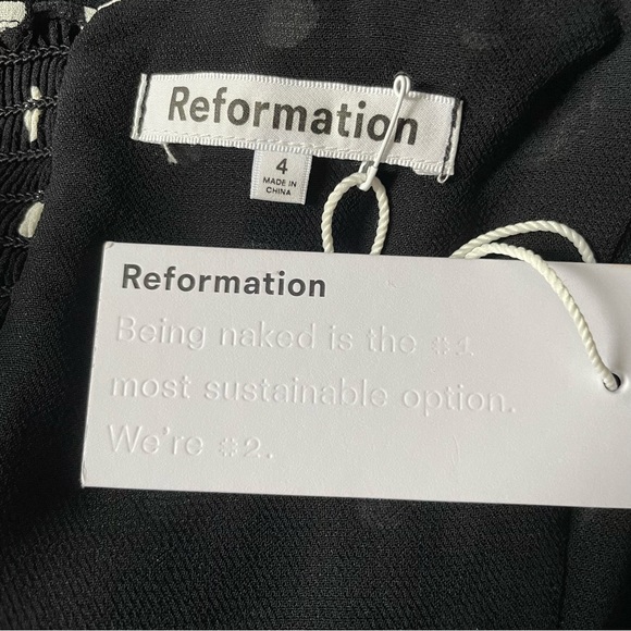 NWT Reformation Besse Midi Dress Black and White Polka Dot Size 4 - Picture 4 of 4